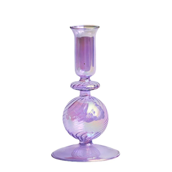 Purple Glass Candlesticks-ToShay.org