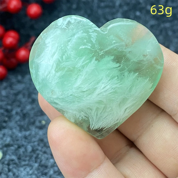 Green Feather Fluorite Heart-ToShay.org