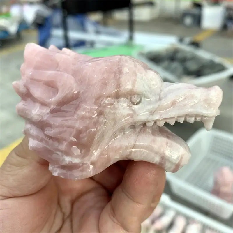 Pink Opal Wolf Head-ToShay.org