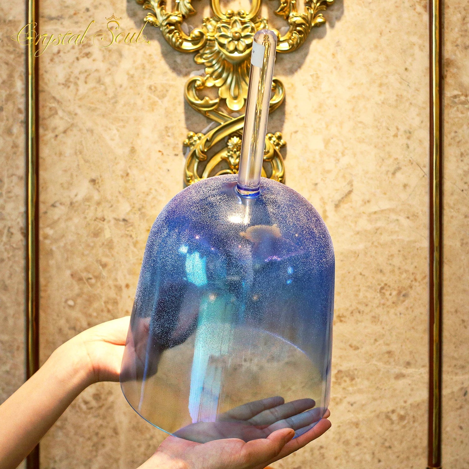 Blue Crystal Handle Singing Bowl-ToShay.org