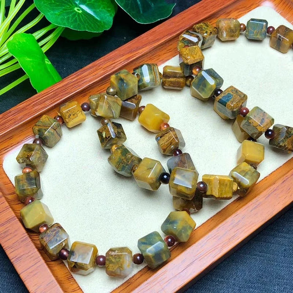 Yellow Pietersite Cube Bracelet-ToShay.org