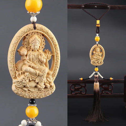 Wood Carved Buddha Pendant-ToShay.org