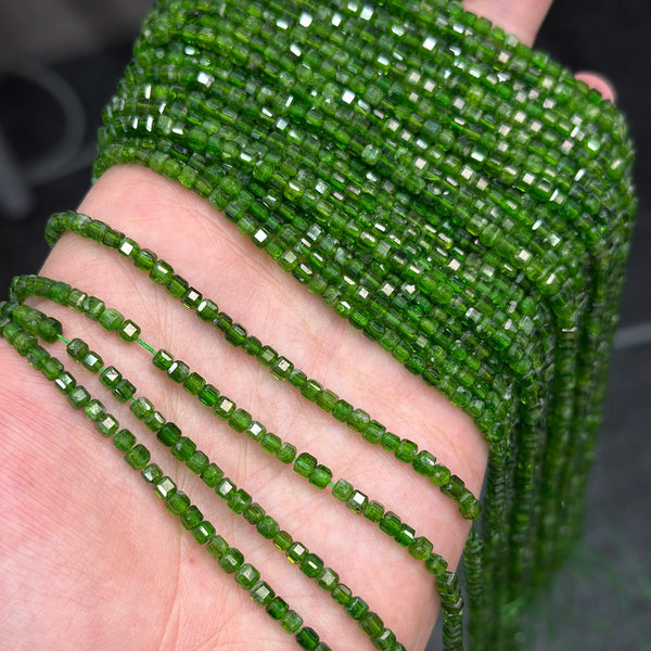 Green Diopside Cube Beads-ToShay.org