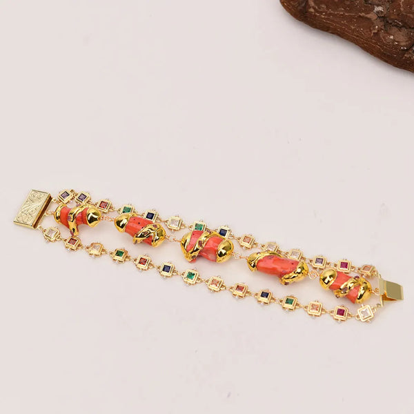 Orange Coral Crystal Bracelet-ToShay.org