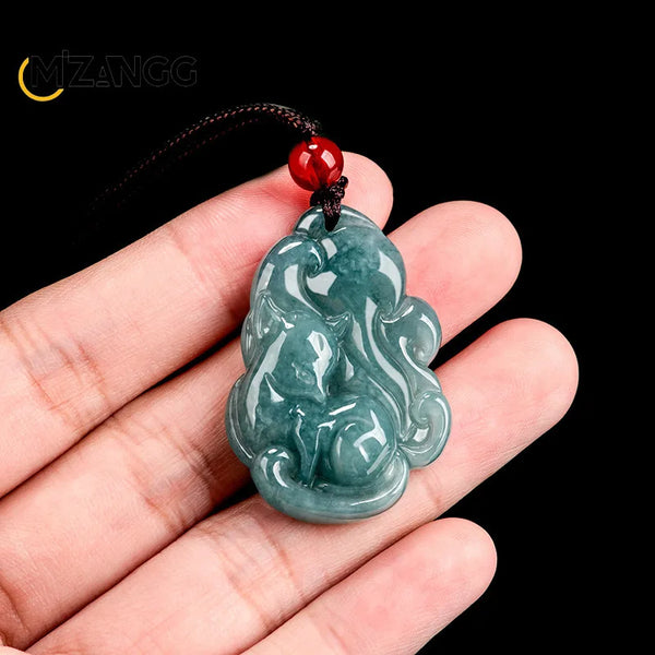 Blue Jadeite Fox Pendant-ToShay.org