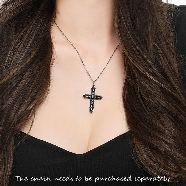Silver Black Cross Pendant-ToShay.org
