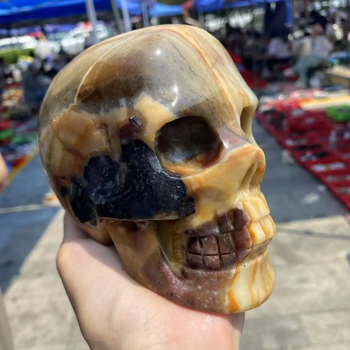 Natural Sky Blue Crystal Skull, Energy Gemstone, Spiritual Healing, Gift, Home Office Decoration, Demagnetization, Divination-ToShay.org