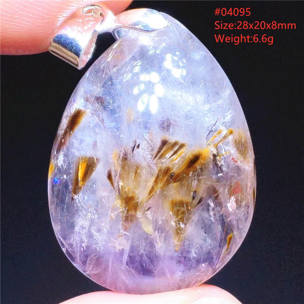 Purple Rutilated Auralite Pendant-ToShay.org