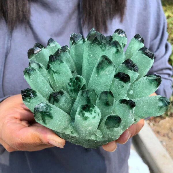 Green Phantom Crystal Cluster-ToShay.org