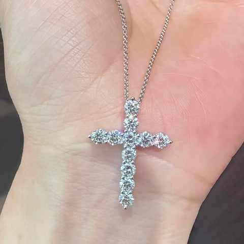Silver Diamond Cross Pendant-ToShay.org