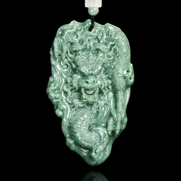 Green Jadeite Dragon Pendant-ToShay.org