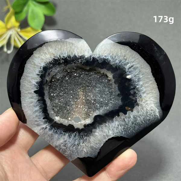 Black Agate Geode Heart-ToShay.org
