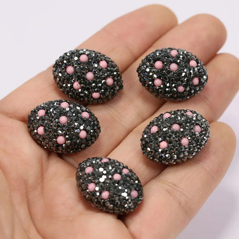 Black Rhinestone Pink Coral Beads-ToShay.org