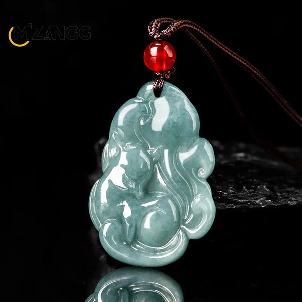 Blue Jadeite Fox Pendant-ToShay.org