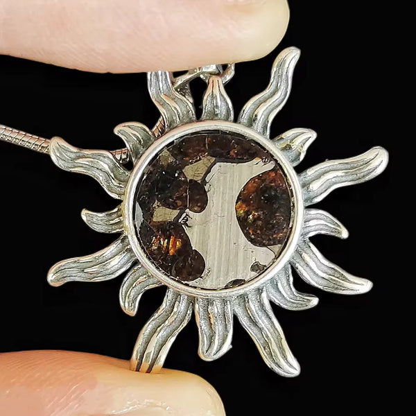 Olive Meteorite Silver Pendant-ToShay.org