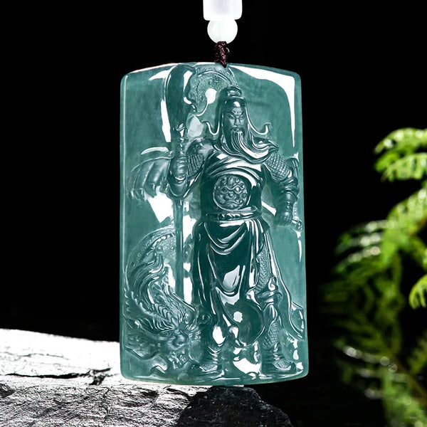 Blue Jade Guan Gong Pendant-ToShay.org