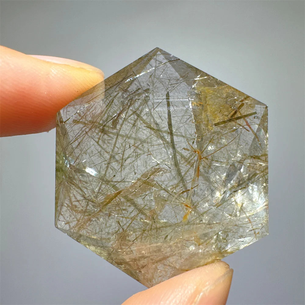 Green Tourmaline Rutile Hexagon-ToShay.org
