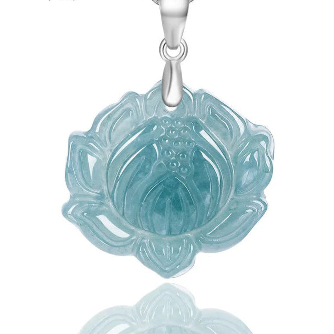 Blue Jade Lotus Pendant-ToShay.org