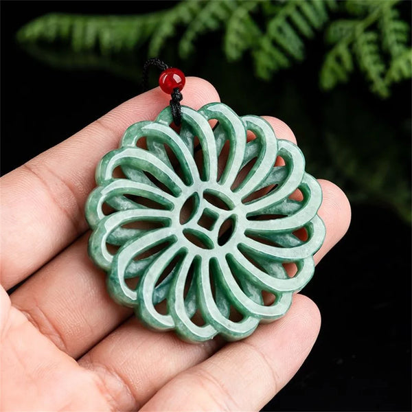 Green Jadeite Pinwheel Pendant-ToShay.org