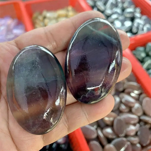 Rainbow Fluorite Palm Stone-ToShay.org