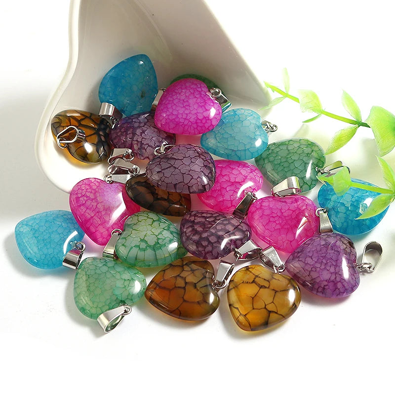 Mixed Dragon Veins Agate Hearts-ToShay.org