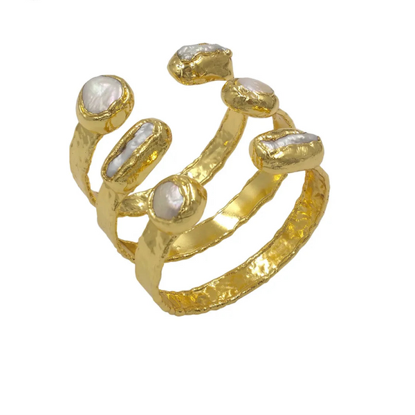 White Pearl Cuff Bangle-ToShay.org