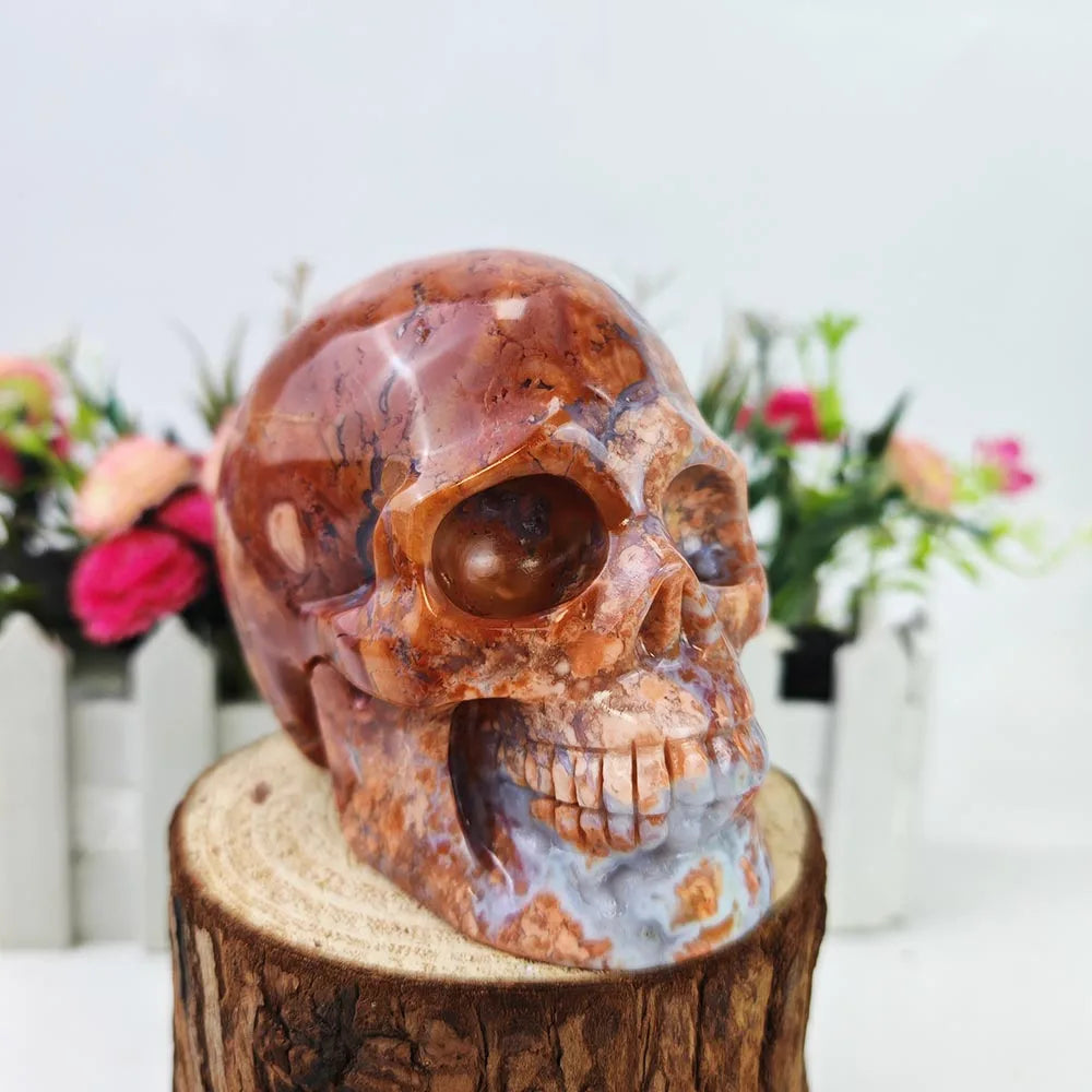 Red Petal Agate Skull-ToShay.org