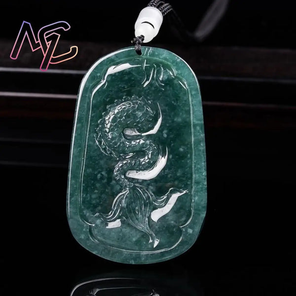 Green Jadeite Dragon Pendant-ToShay.org