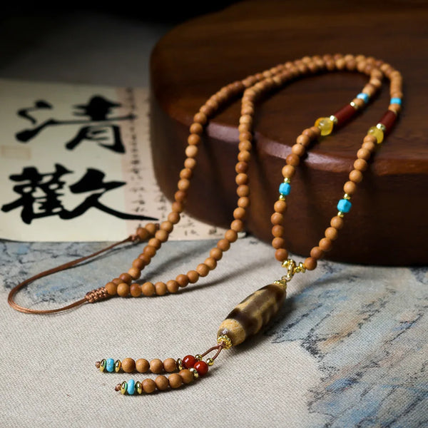 Brown Sandalwood Dzi Beads-ToShay.org