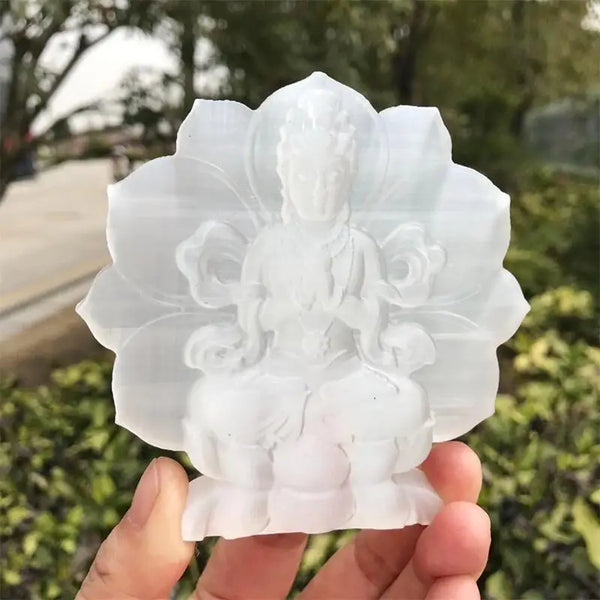 Crystal Selenite Guanyin Buddha-ToShay.org