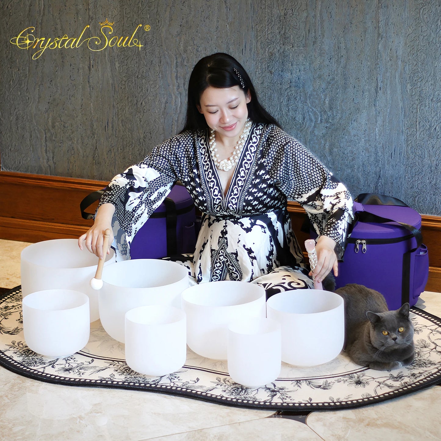 White Frosted Crystal Singing Bowls-ToShay.org