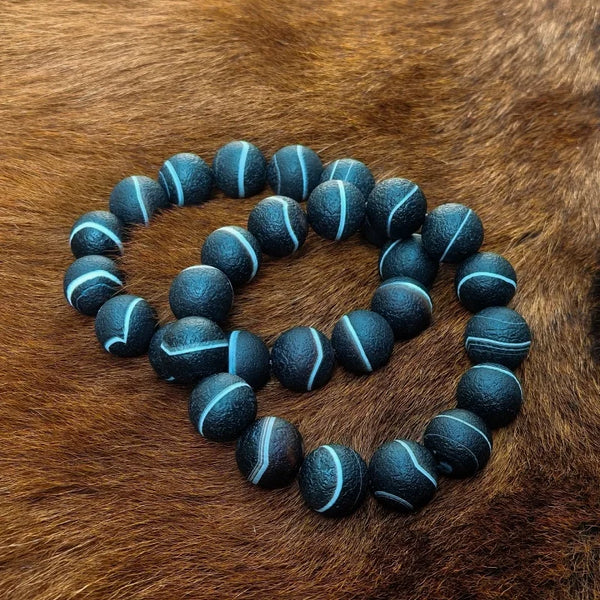 Black Matte Agate Dzi Bracelet-ToShay.org