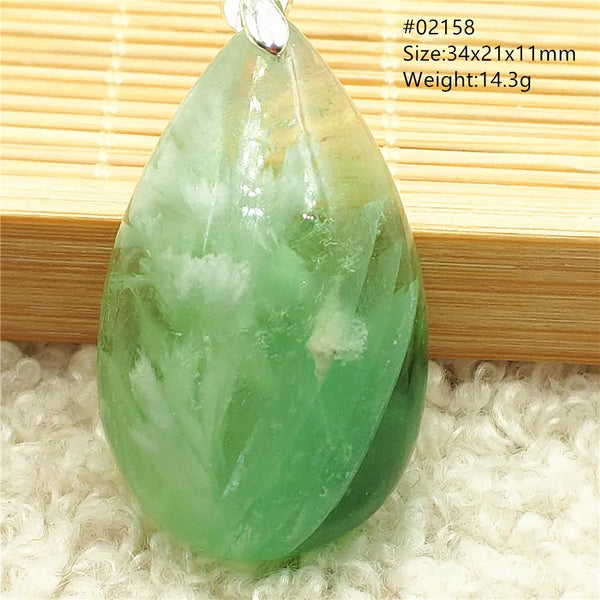 Green Feather Fluorite Pendant-ToShay.org