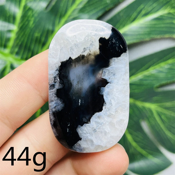 Black White Agate Palm Stone-ToShay.org