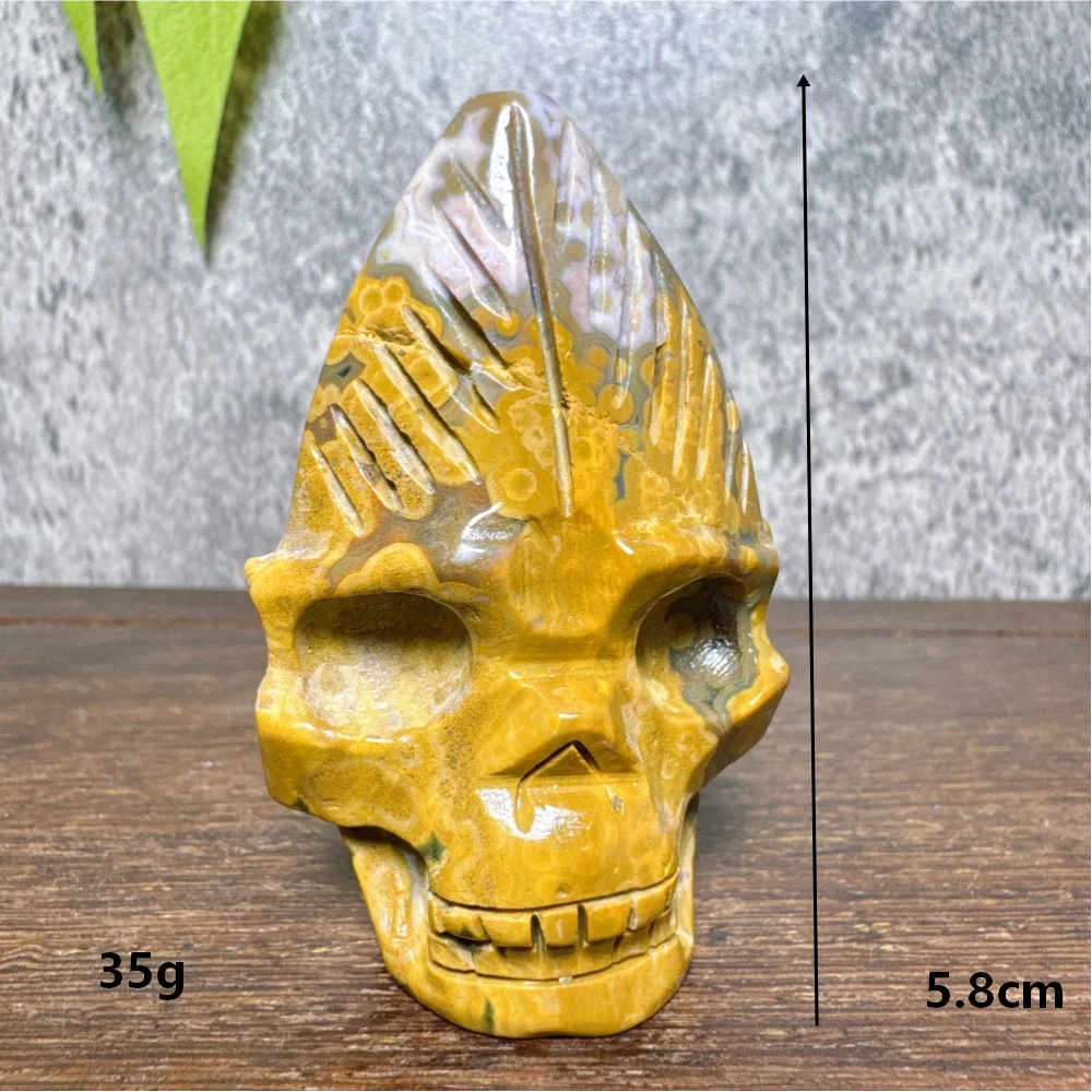 Ocean Jasper Feather Skull-ToShay.org