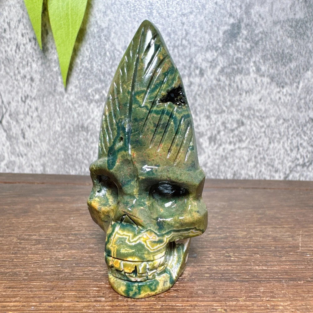 Ocean Jasper Feather Skull-ToShay.org