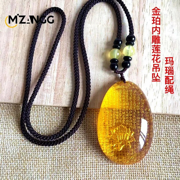 Gold Amber Buddha Pendant-ToShay.org