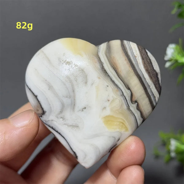 Black Yellow Stripe Calcite Heart-ToShay.org