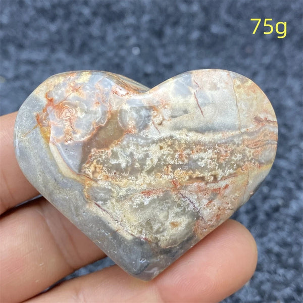 Yellow Crazy Agate Hearts-ToShay.org