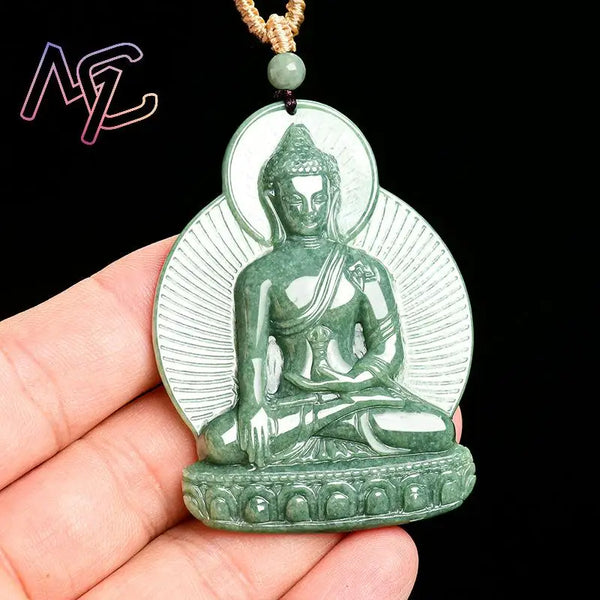 Green Jadeite Buddha Pendant-ToShay.org