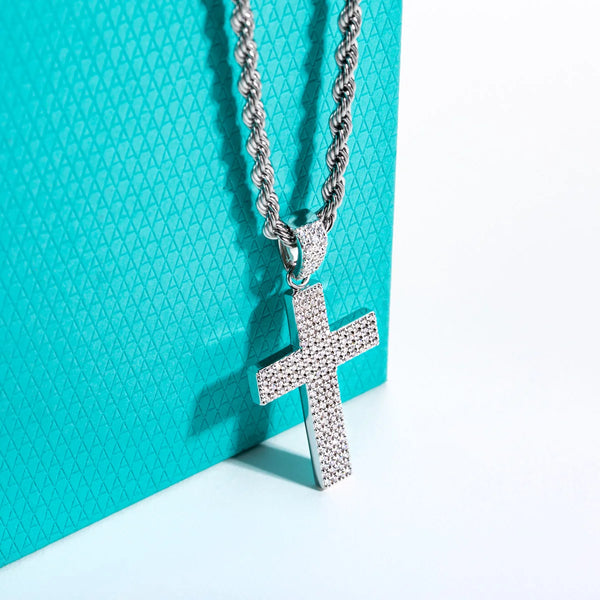 Silver Crystal Cross Pendant-ToShay.org