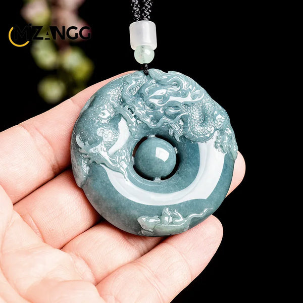 Blue Jadeite Dragon Pendant-ToShay.org