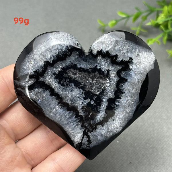 Black Agate Geode Heart-ToShay.org