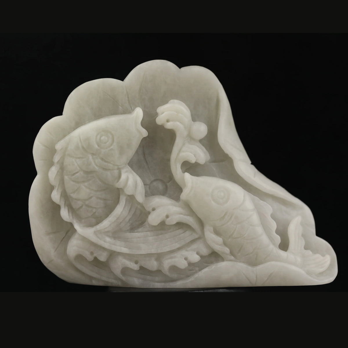 White Jade Fish Statue-ToShay.org