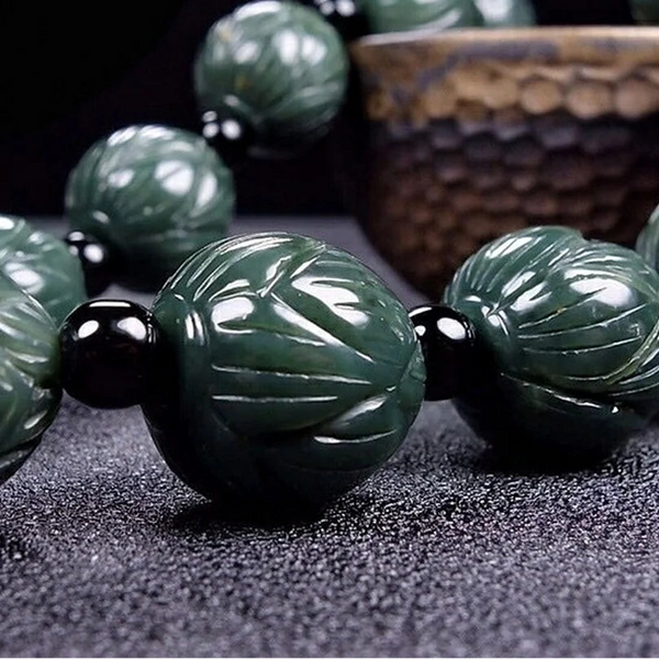 Green Jadeite Buddha Beads-ToShay.org