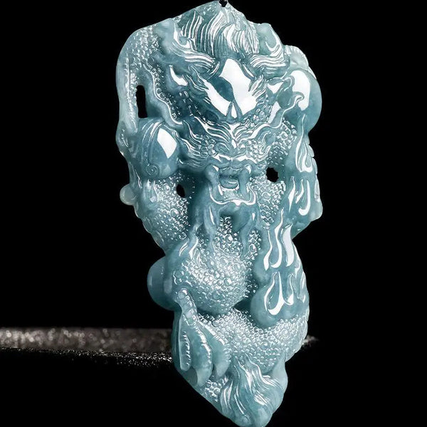Blue Jadeite Dragon Pendant-ToShay.org