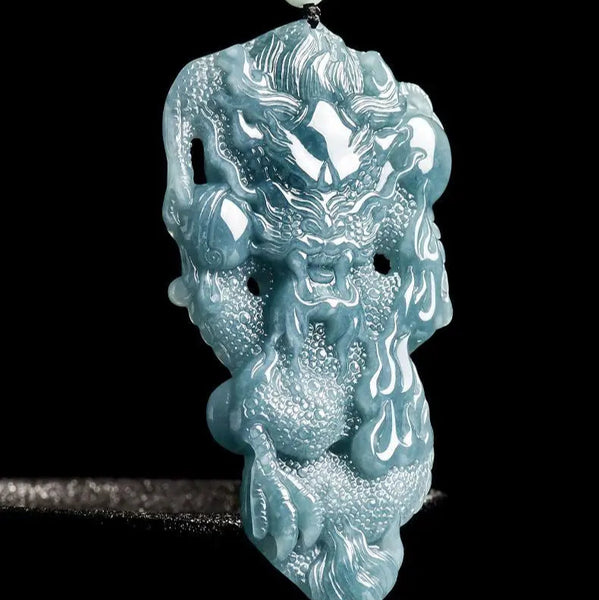Blue Jadeite Dragon Pendant-ToShay.org