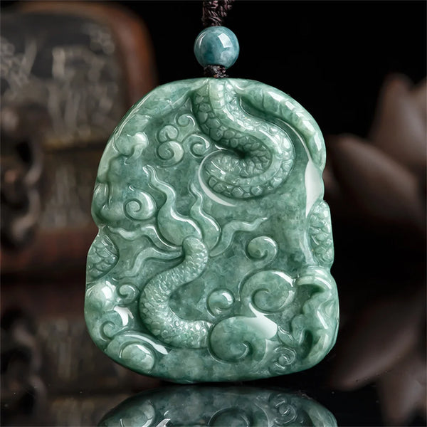 Green Jadeite Dragon Pendant-ToShay.org