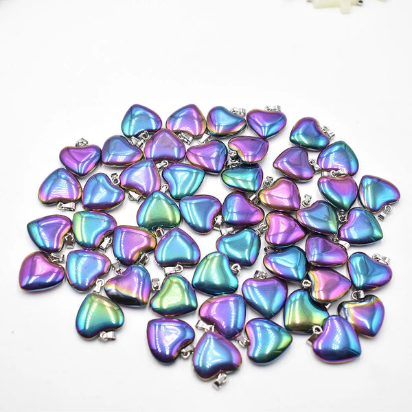 Rainbow Hematite Heart Pendants-ToShay.org