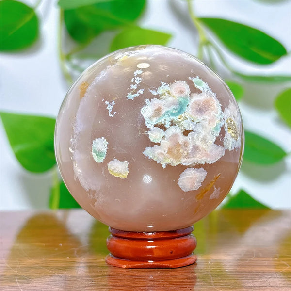 Pink Flower Agate Ball-ToShay.org